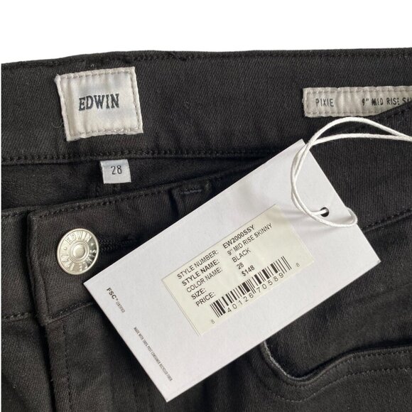 Edwin Pixie jeans 9” Mid Rise in black - Picture 3 of 11